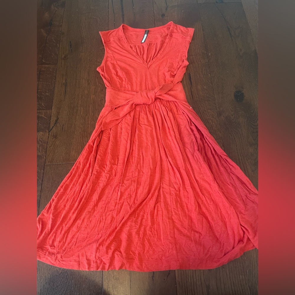 Anthropologie Plenty by Tracy Reese red / orange jersey stretch dress with belt